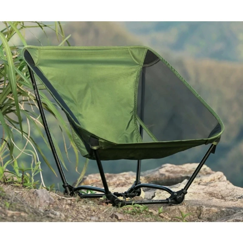 Breathable Mesh 4-Leg Moon Chair, Ultralight Foldable Camping Chair, Portable Outdoor Ground Chair for Hiking