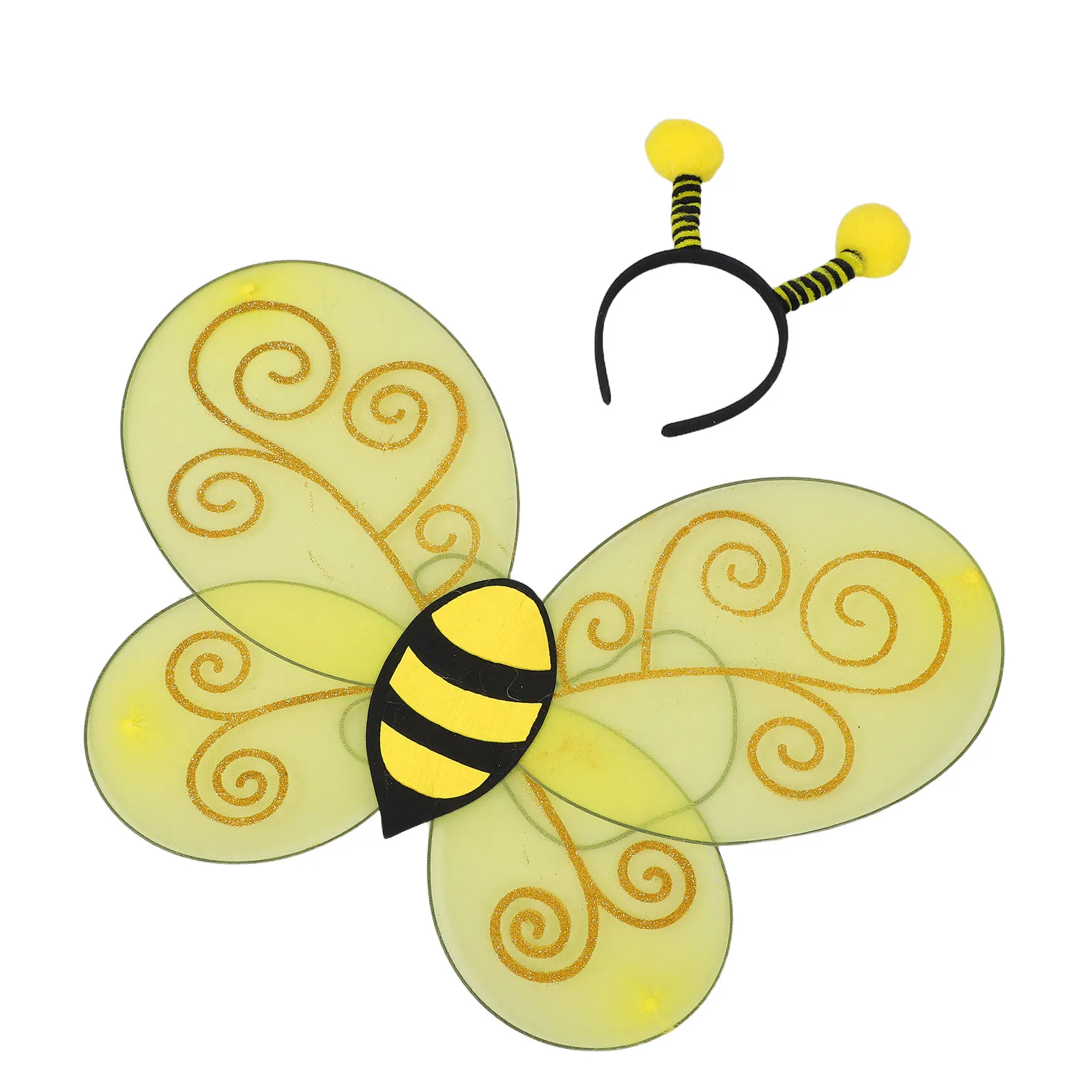1 Conjunto de Disfraz de Abeja con Alas Realistas, Antenas y Diadema, Cómodo de Usar para Actuaciones Escénicas y Festividades