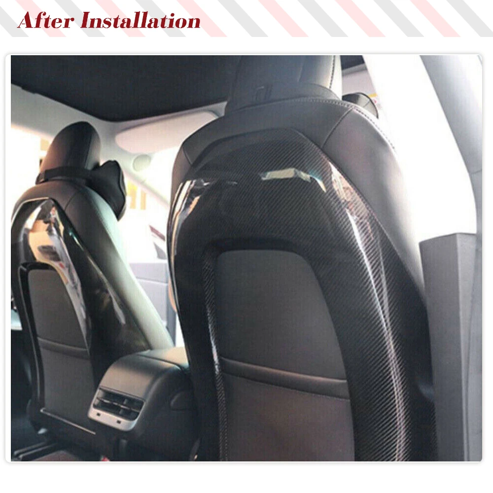 Prepreg Dry Carbon Fiber Car Seat Back Cover Interior Trim 1Pc For Tesla Model 3 Model Y 2016-2023 1 Set/Piece