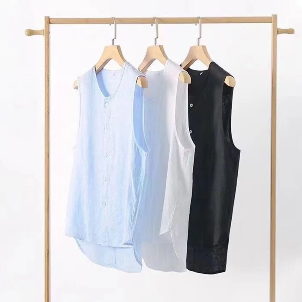 Mens Vest Breathable Quick-Drying Thin Casual Tank Top Summer Niche Streetwear Solid Color Simple Vest Men\'S Clothing 2024