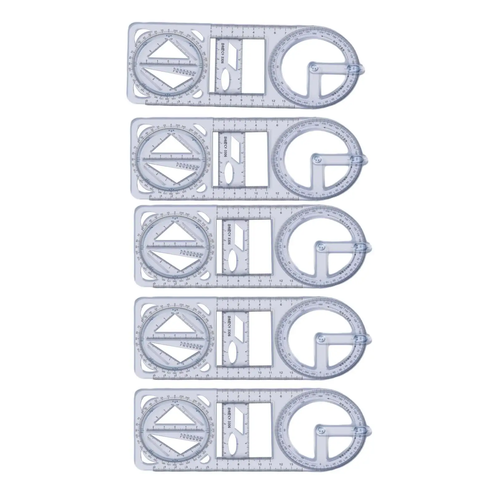 مسطرة هندسية محمولة لفنانين المكاتب ، قالب رسم ، صانع نمط ، 5 قطعة