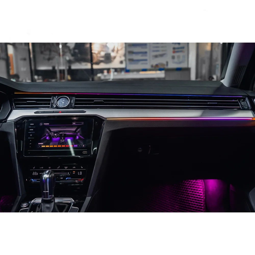 For VW Passat B8 Volkswagen Dynamic Atmosphere Light Chrome mold + Perfect instrument screen /APP control 64 color ambient light