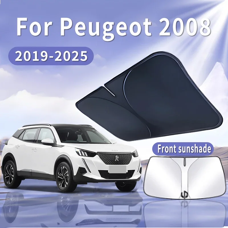 Foldable Car Sun Visor For Peugeot 2008 2019~2025 2020 Front Windshield Sunshade Heat Insulation Summer Cooling Auto Accessories