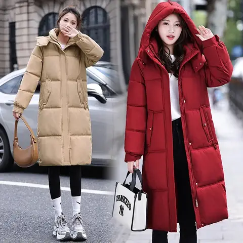 Winter Long Coat Women's 2025 Fashion New Thicken Cotton padded Warm Snow Outerwear Loose Female Windproof Hooded Jacket Parkas