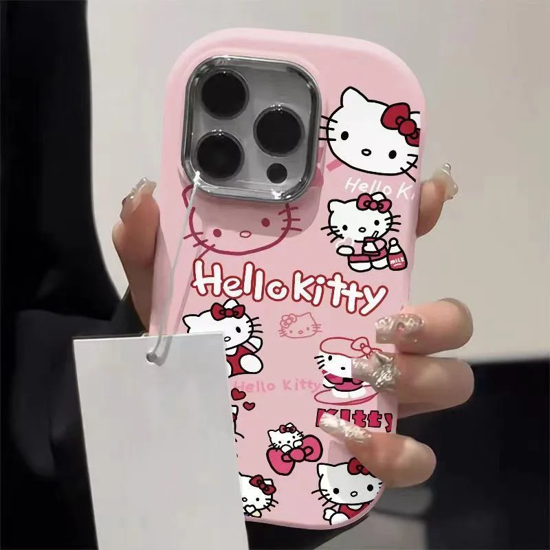 Sanrio Hello Kitty Kawaii kreskówka etui na telefon iPhone 15 14 13 12 11 Pro Max 7 8 Plus XR XS MAX Y2K różowa dziewczynka śliczna tylna okładka