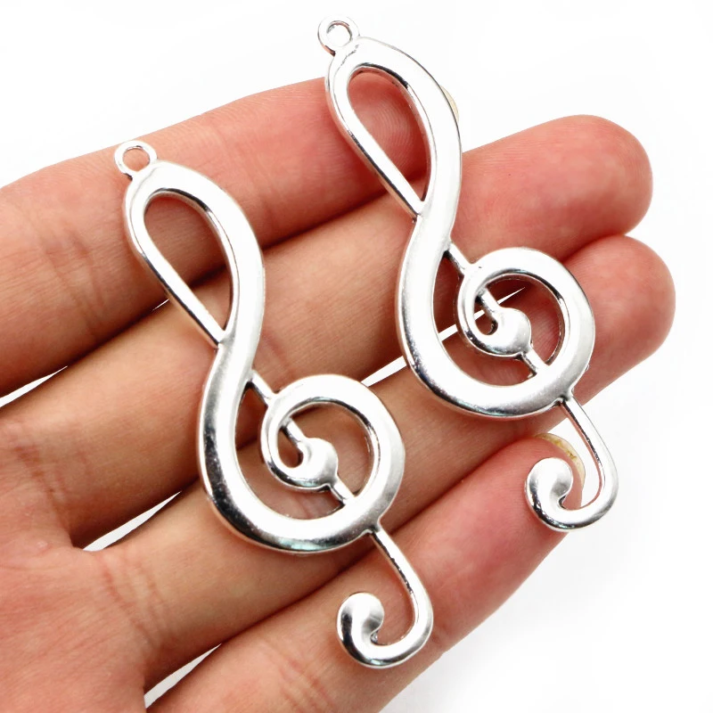 10pcs 61x22mm Antique Silver Plated Music Note Treble Clef Handmade Charms Pendant:DIY Jewelry Findings Supplies