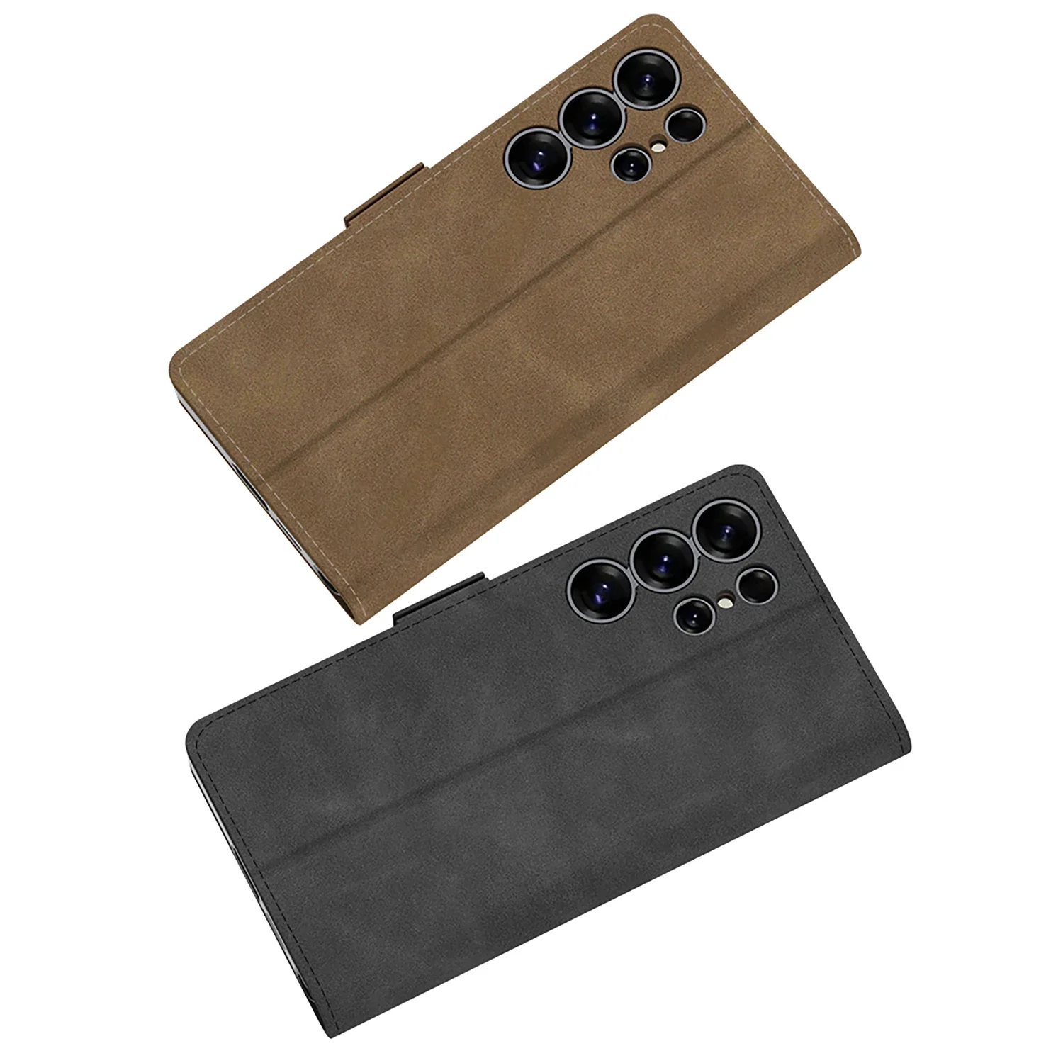 삼성 갤럭시 S25 울트라/S24용 PU 가죽 무광 지갑 케이스 카드 홀더 자석 잠금 올인원 케이스