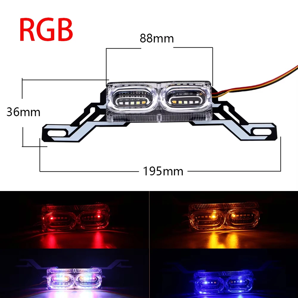 

Universal Motorcycle LED Strobe Brake Stop Lamp Flashing License Plate Light RGB Colorful Turn Signal Warning Rear Tail Light