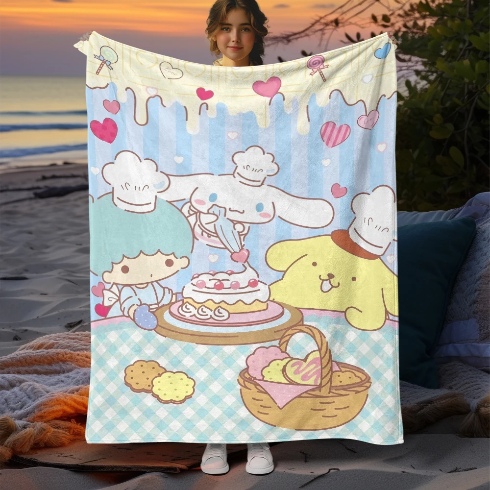 Miniso&Sanrio PomPomPurin HD Print Blanket.Soft and Comfortable,Nap,travel,living Room,bedroom,Chair,sofa,Picnics,Blankets,Gift.