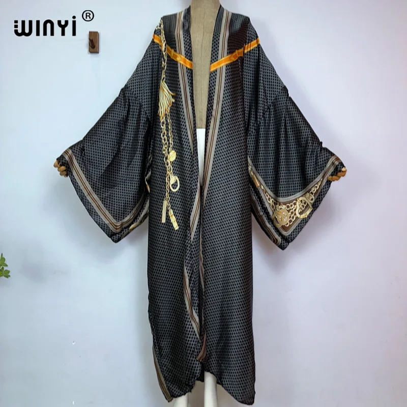 Kimono kobiety w stylu Retro artystyczny długi rękaw z nadrukiem kardigan damski luźna bluzka na co dzień okrycie plażowe imprezowy kaftan