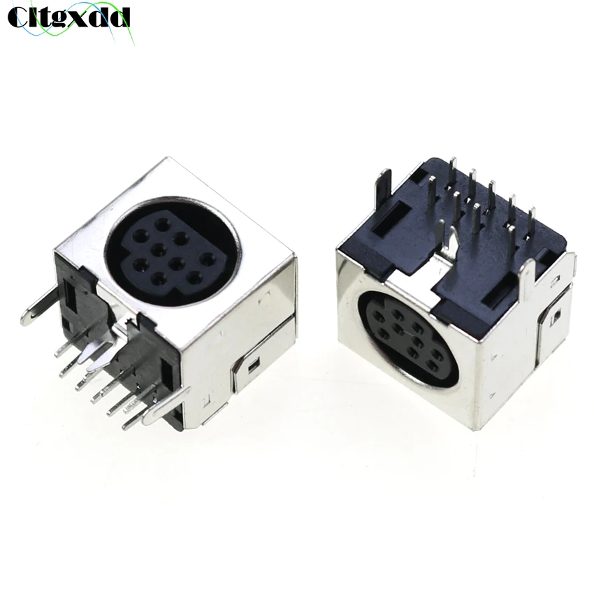 Cltgxdd 1pcs S-Video Terminal PS2 9 Pin Power Mini DIN Female Socket Connector Metallic Housing MDC-9-02 All-Inclusive Shielded