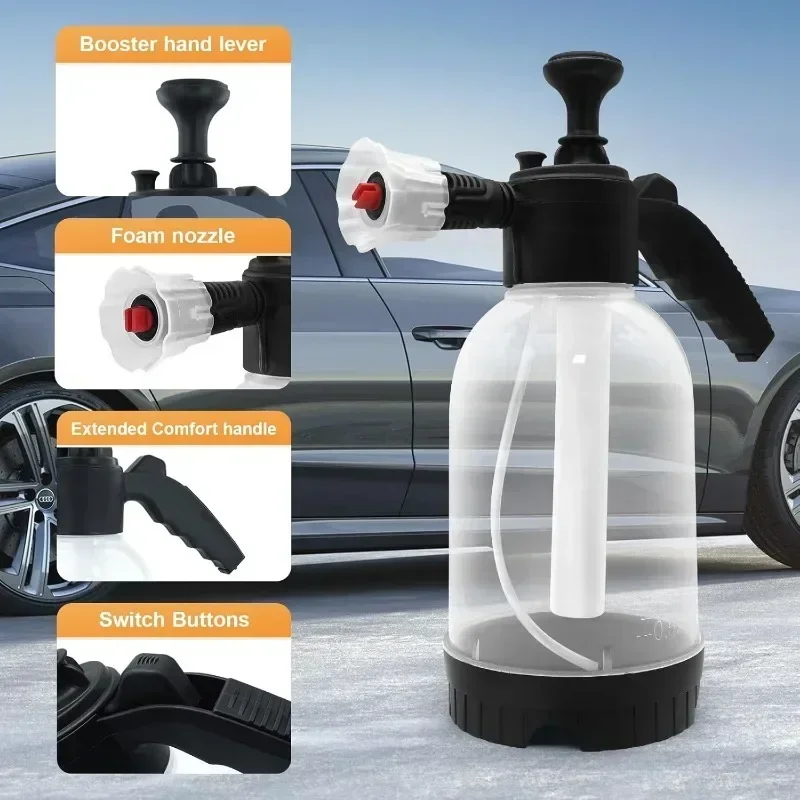 

Бутылка для пены для автомойки, распылитель пены с двойным соплом, регулируемый инструмент для чистки газонов и бытовой техники, также подходит для мойки автомобилей.