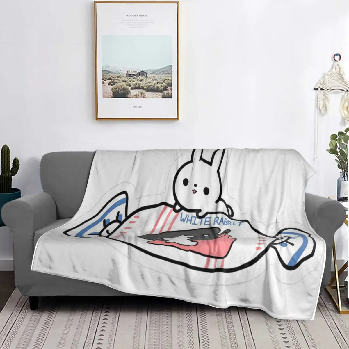White Rabbit Candy Blankets Soft Warm Flannel Throw Blanket Bedspread for Bed Living room Picnic Travel Home Sofa
