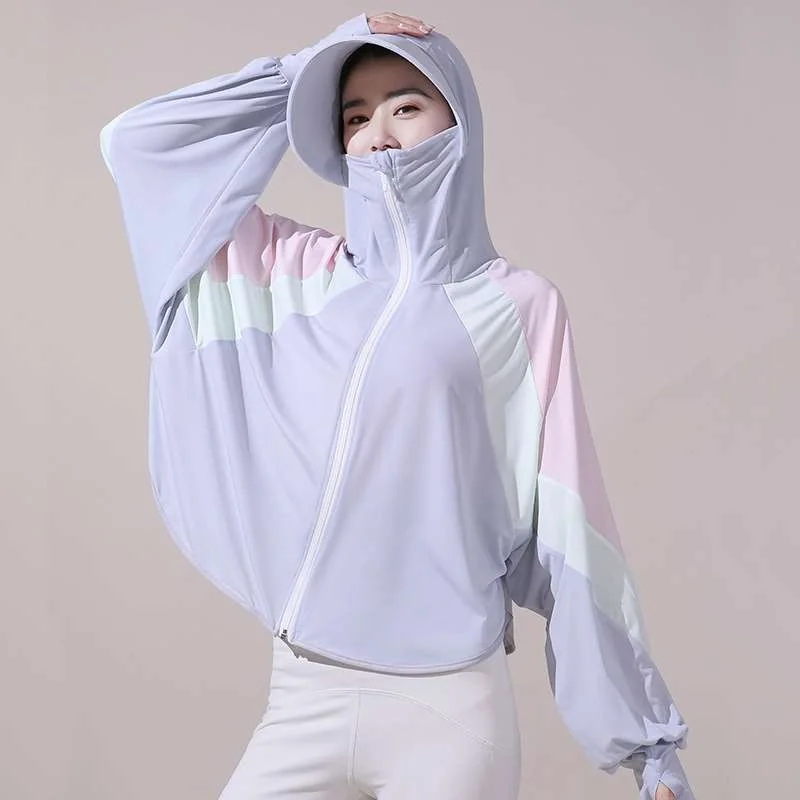 

Женская солнцезащитная одежда Color Blo Ice Silk Long Sve Cleanfit Sle из полиэфирного волокна Весенний сезон Batwing Sve