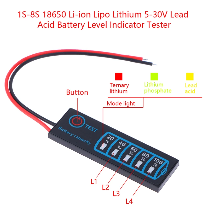 1S-8S Li-ion Lithium 5-30V Lead Acid Battery Level Indicator Tester LCD Display Meter Module Capacity Voltage Meter