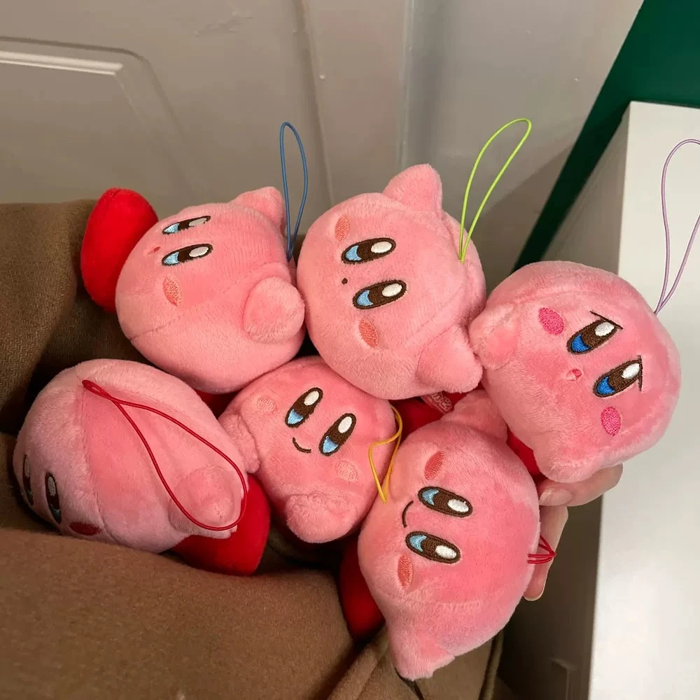 Kirby Plush Keychain Lanyard Mini Red Green Yellow Blue Magician Star‑eyed Puffed‑cheek Stuffed Doll Pendant Gift