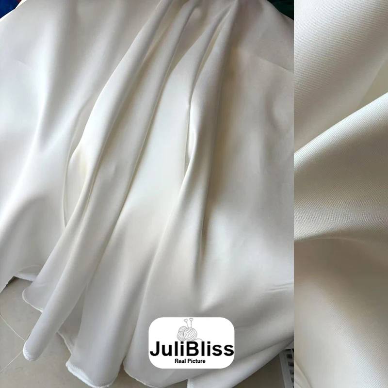 فاخر الأبيض العاجي ميكادو نسيج الساتان بواسطة ساحة لفستان الزفاف بدلة النسيج ، حك الساتان لتقوم بها بنفسك مواد الخياطة