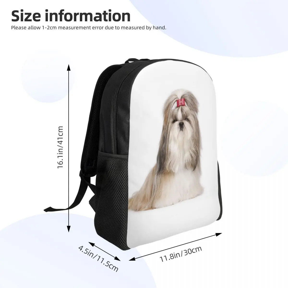 Shih Tzu-mochila con lazo para hombre y mujer, morral impermeable con estampado de animales, perro, Escuela Universitaria