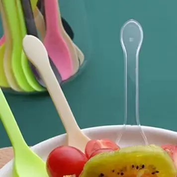 100 Uds Mini cucharas de plástico cubiertos cucharas para gelatina helado postre aperitivo cuchara de plástico para suministros de fiesta