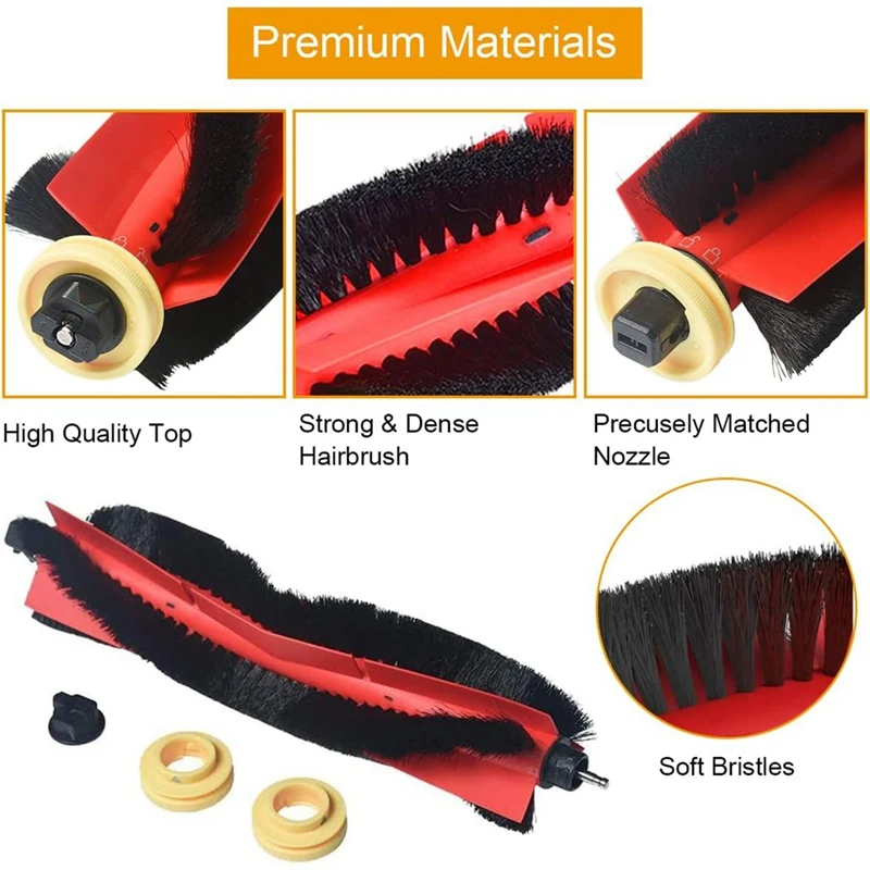 Main Brush As Shown Plastic For Roborock S6 Maxv, S6, S6 Pure, E5, E4, S4 Max, S4, S5 Max, S5, E35, E2 Robot Vacuum Cleaner