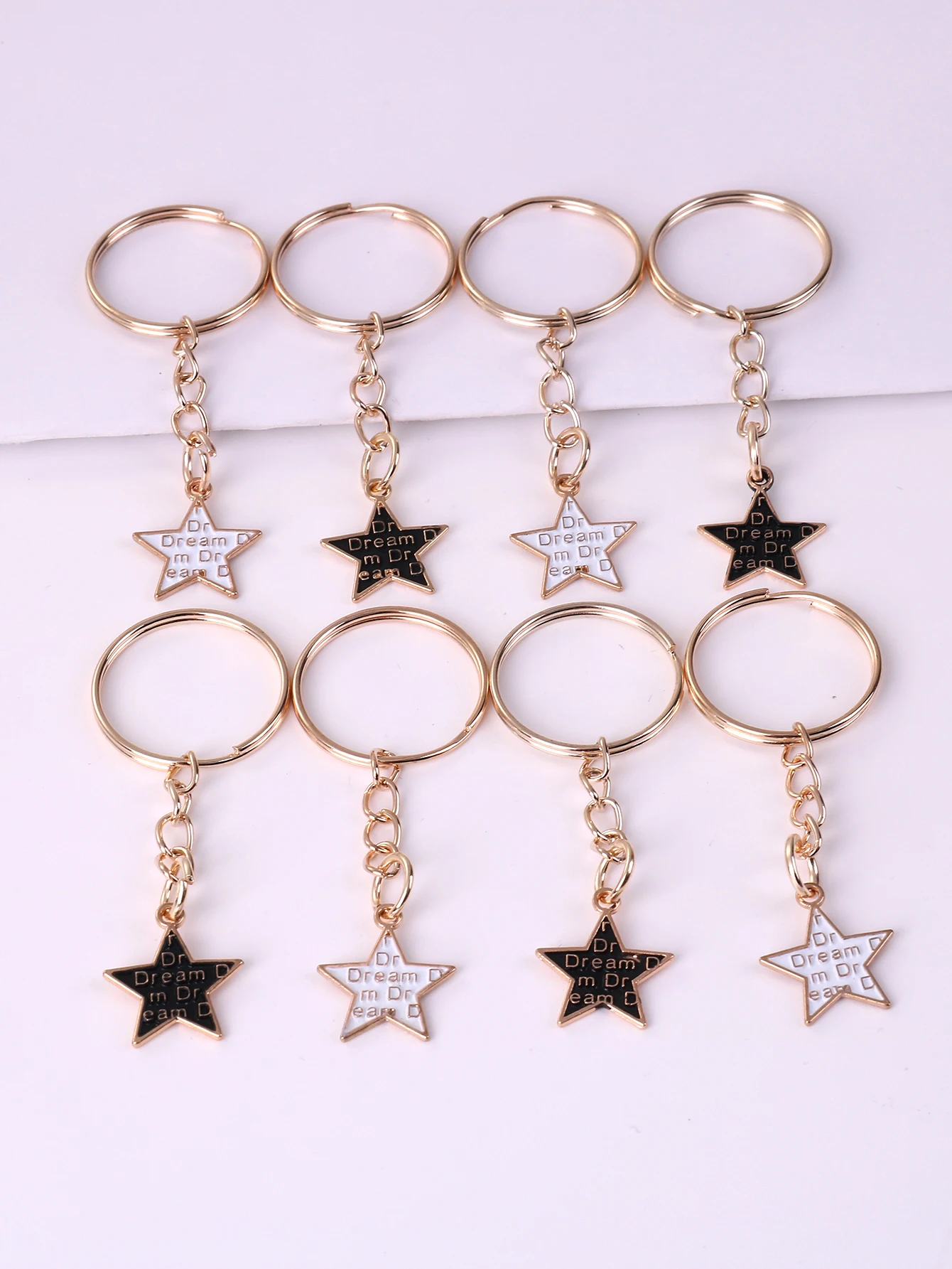 8pcs Alloy Stars Keyring, Mini Cute Keychain For Classroom Prizes, Birthday Party Favors Gift, purse Bag Backpack Accessories