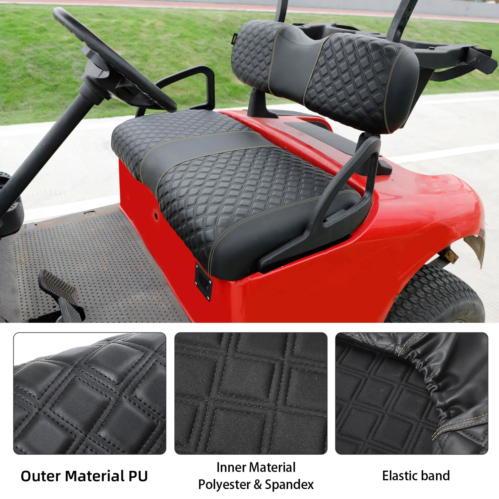 Roykaw Golf Cart Seat Covers Kit Fit for EZGO RXV OEM Ordinary Seat Cushion, Vinyl Material/Soft, Comfortable & Easy to Clean