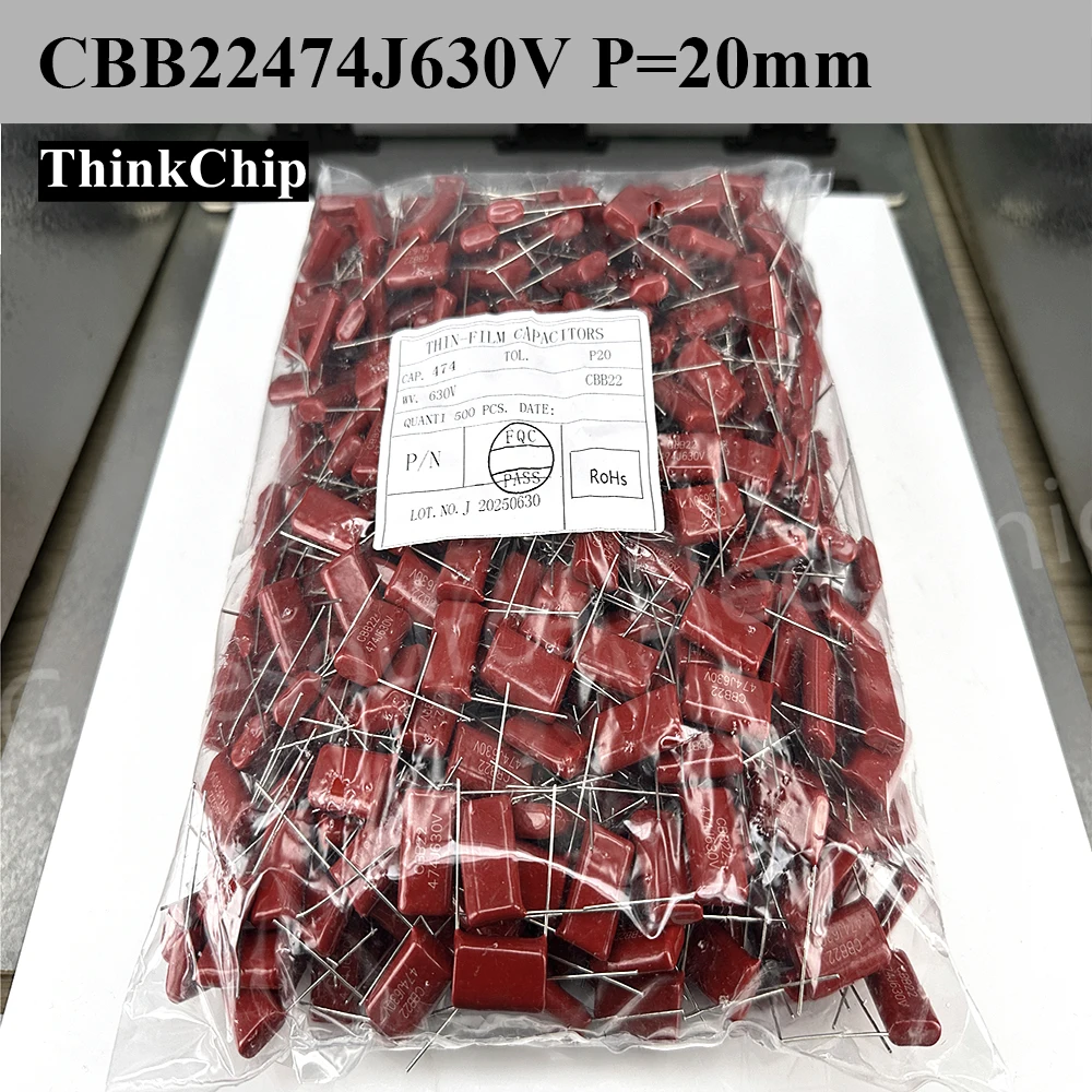 (10 pcs) CBB22474J630V P20 CBB22 Metallized Polypropylene Film Capacitor 0.47µF 630V ±5% Lead 20mm for Snubber