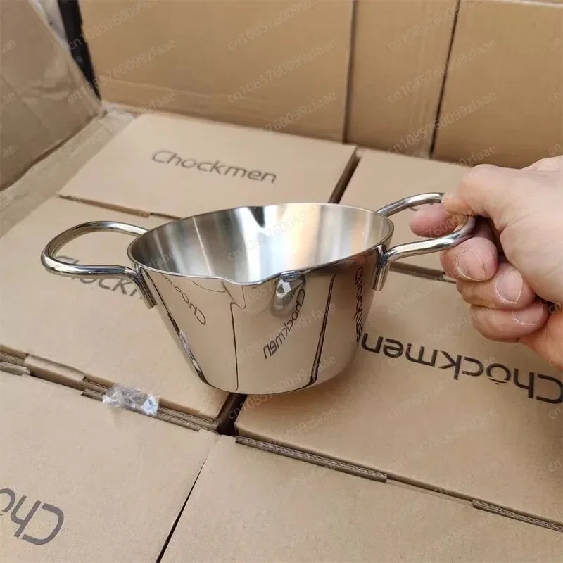 Three-layer steel integrated forming complementary food pot, mini binaural design, stainless steel butter/chocolate pot