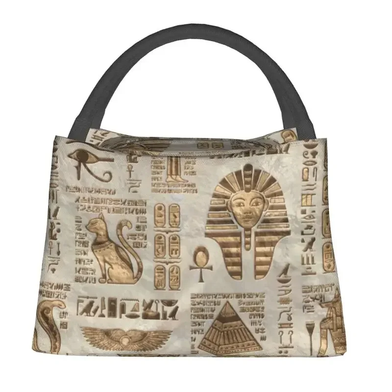 Egyptian Hieroglyphs And Deities Insulated Lunch Bag for School Office Egypt Pharaoh Waterproof Thermal Cooler Lunch Box Women