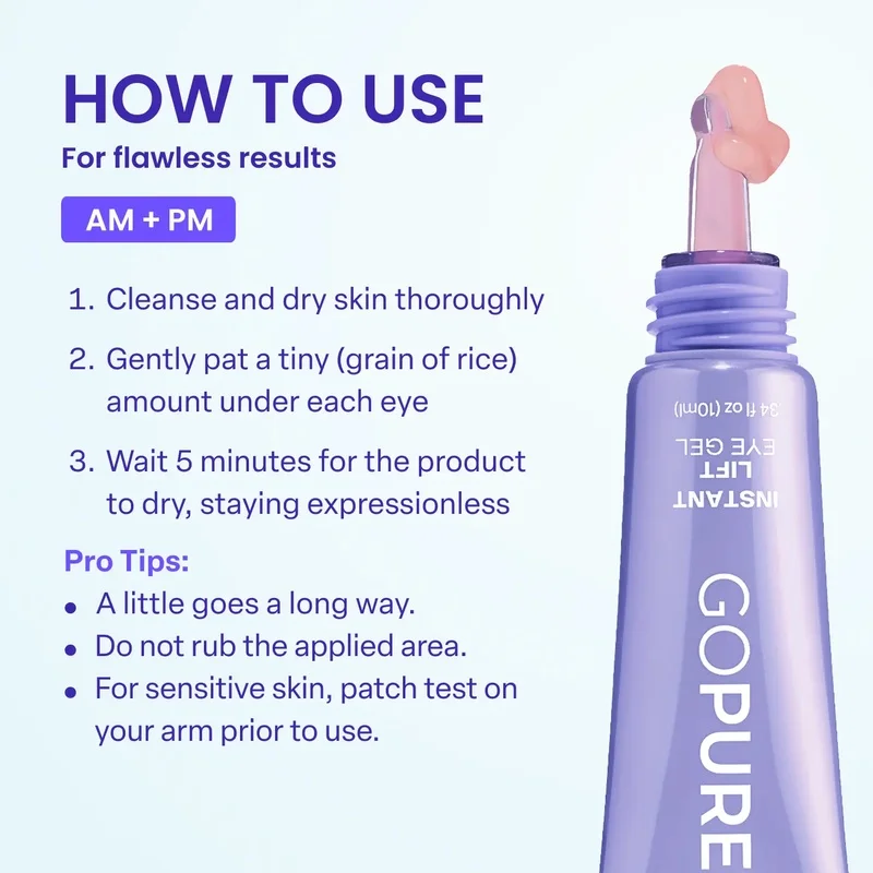 GOPURE Instant Lift Eye Gel, Reduces Puffiness, Bags, Wrinkles & Dark Circles, Anti-Aging Under Eye Brightener with Collagen
