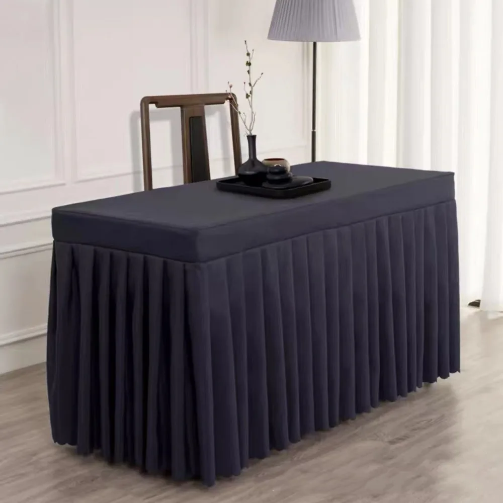 

Solid Color Rectangle Table Skirts Thick Comfortable Elastic Table Cloth Skin Friendly Soft Table Cloth Cover Conference Table