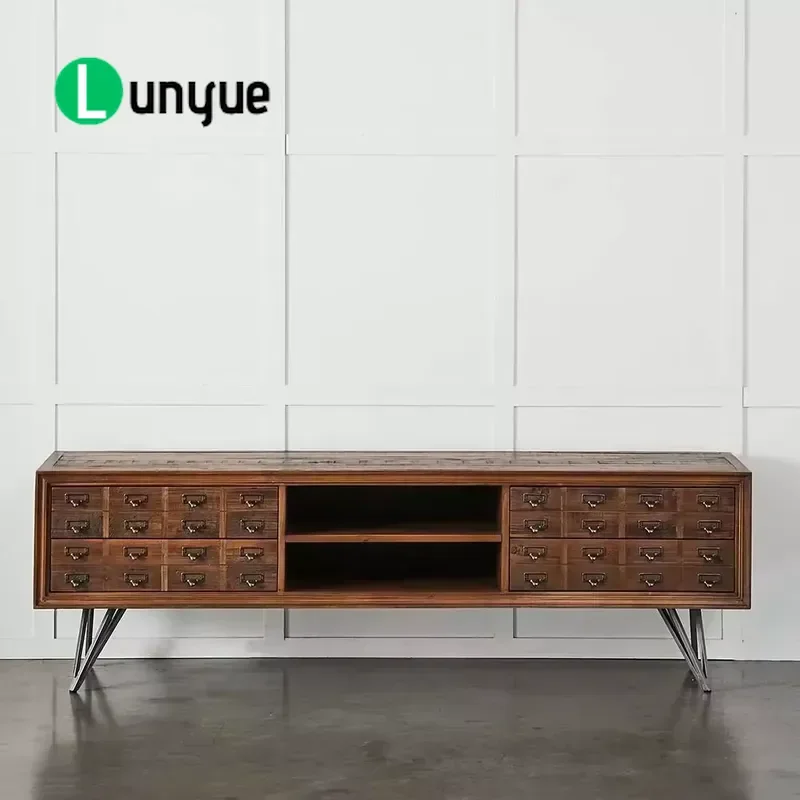 Industrial Antique TV Cabinet Recycled Fir Solid Wood 70 Inch Media Console for Living Room Furniture Durable Vintage Style