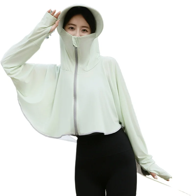AliExpress NONE Ice Silk Hooded Sun Protection for Women Brim UV Blocking Breathable Cooling Outdoor Cycling Travel Casual Daily Cover Up