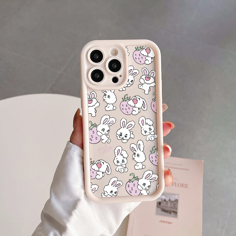 เคสโทรศัพท์รูปกระต่ายเชอร์รี่น่ารักสำหรับซัมซุง A03 A04 A05S A10S A11 A12 A20S A21S A13 A14 A54 A34ฝาครอบ A33พร้อมสายคล้องมือ