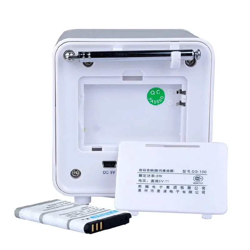 راديو FM صغير محمول U القرص بطاقة SD المتكلم سطح المكتب مشغل MP3 سماعة Aux إدخال الصوت شحن أجهزة الراديو ستيريو الصوت الخارجي