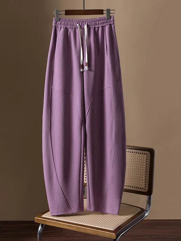 سروال نسائي فضفاض مبطن من Fce سروال الموز عالي الخصر هارلان Sle بناطيل كاجوال مستقيمة الساق دفء مريح للخريف... #5