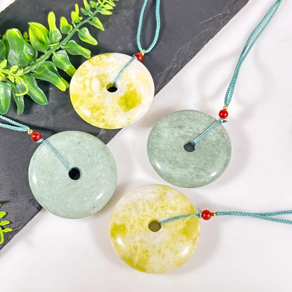 1PC Green Jade Ping An Buckle, Large Men's and Women's Pendant, Lantian Jade Nostalgia Necklace Pendant.