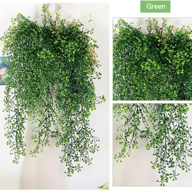2pcs Artificial Ivy Vine Fake Hanging Wall Willow Rattan Leaves Plastic Garland Grass for Air Conditioning Home Garden Decor - view 3