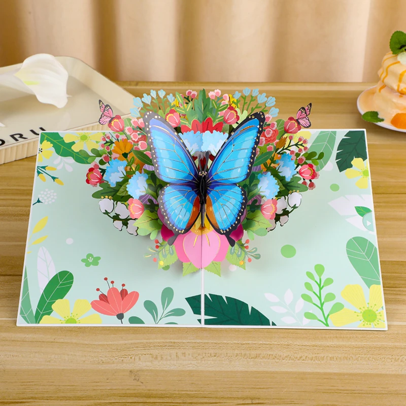 Butterfly Card Paper Pop-Up Greeting Cards Marry Christmas Greeting Card 3D Card Kids Gift Memorial Day Cards Lovers Gift