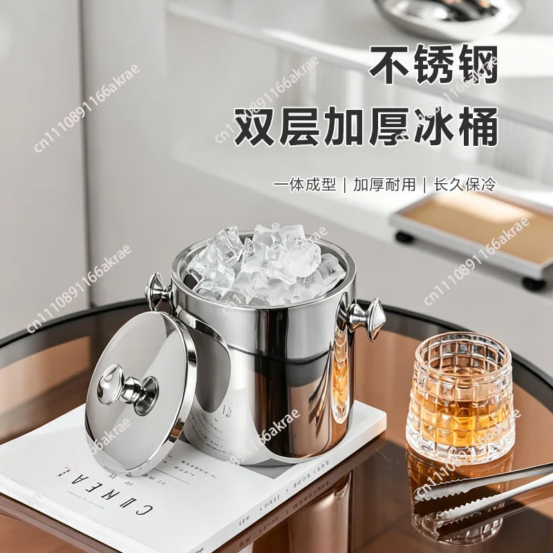 for Light luxury stainless steel ice bucket high value wine champagne beer beverage  ice bucket decoration household
