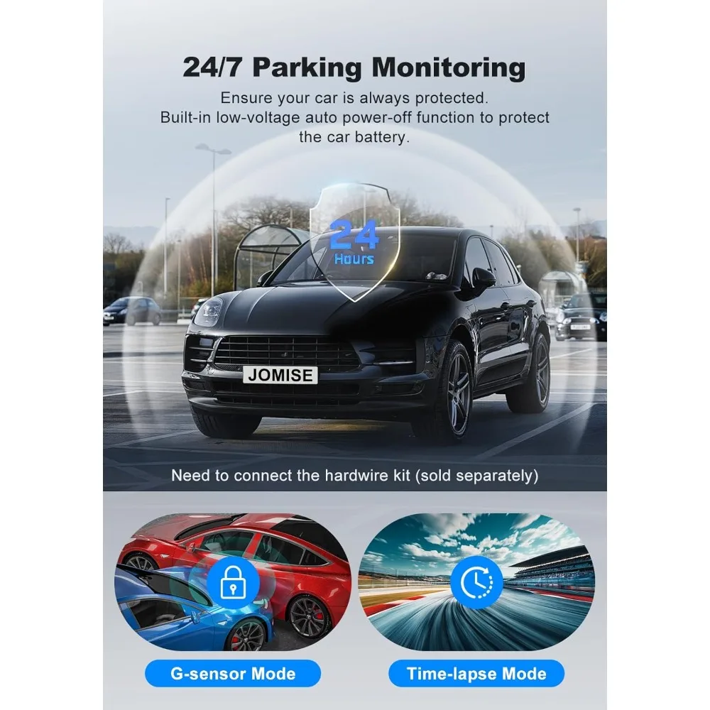 كاميرا JOMISE 4K Dash Cam الأمامية والخلفية مع نظام تحديد المواقع WiFi 5Ghz، كاميرا داش مزدوجة مع بطاقة 64 جيجابايت، 3 شاشات، رؤية ليلية، وضع وقوف السيارات على مدار 24 ساعة - إعادة #6