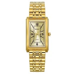 BERNY Gold Wristwatch for Men Square Quartz Luxury Watches Luminous Hands Texture Tank Watches for Men New Rectangular Men Watch