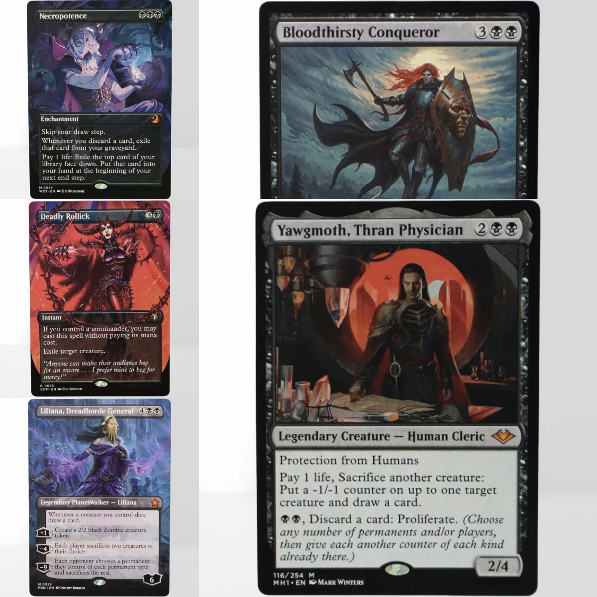 Tarjetas TCG HOLO Negras de Primera Calidad para Proxy Mágico: Deadly Rollick, Barrowgoyf, Black Market, Bloodthirsty, Necropotence, Super Shredder