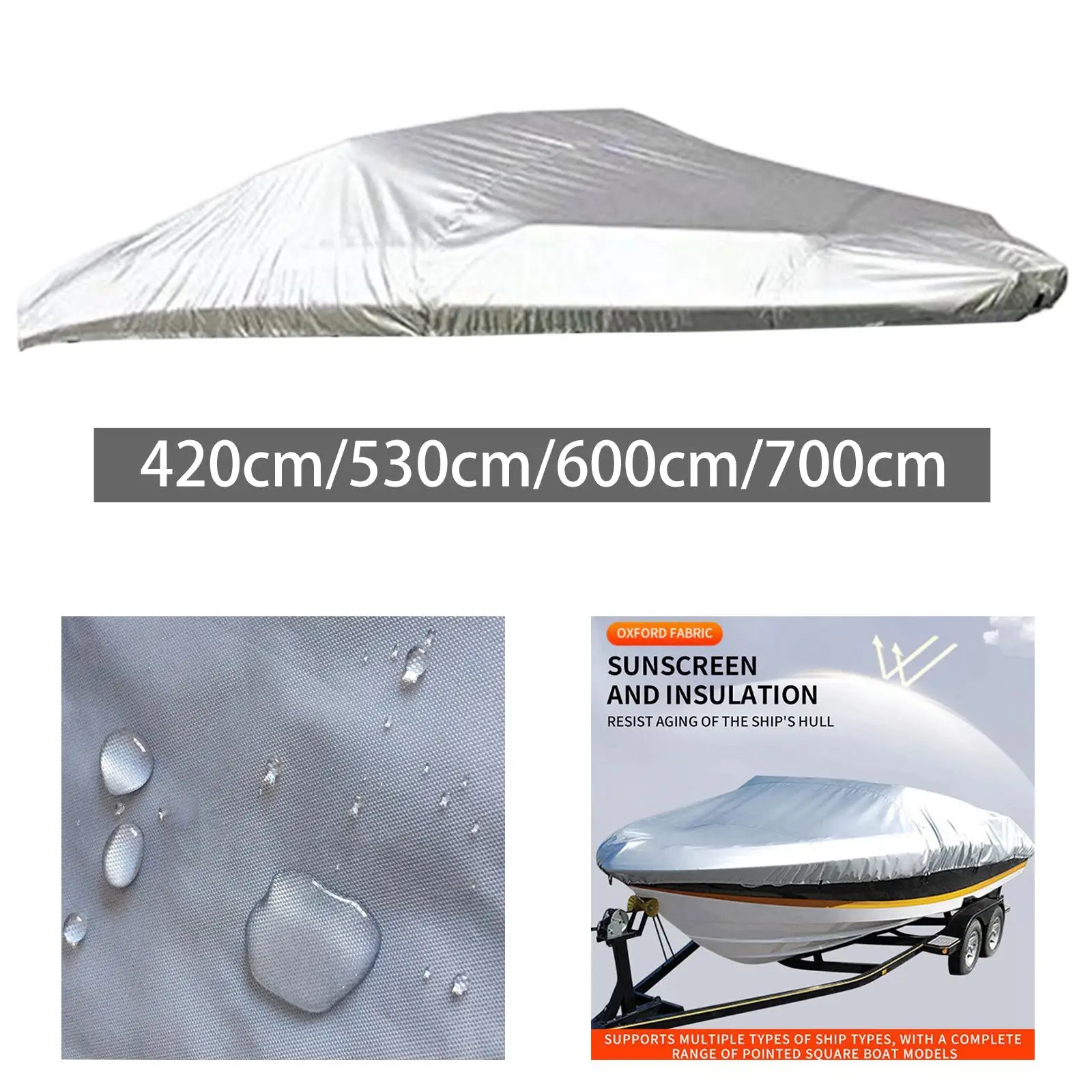 Heavy Duty Oxford Boat Cover Sun Resistant Marine Shade for Complete Survival Kit and Open Boat