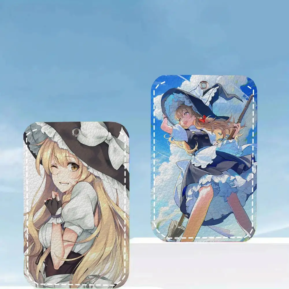 Marisa Kirisame Comic Game Touhou P-Project Card Case Keychain Access Card Bag Key Tag Ring Leather Card Holder Key Ring Access