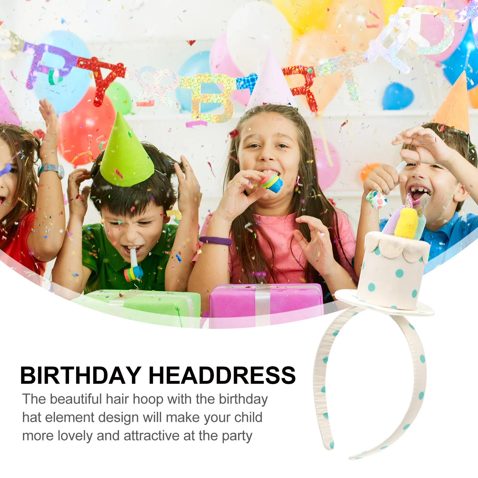 

1Pcs Kids Birthday Headpiece Premium Material Durable Handy Long-Time Use Beautiful Color Matching Creative Hat Shape Design