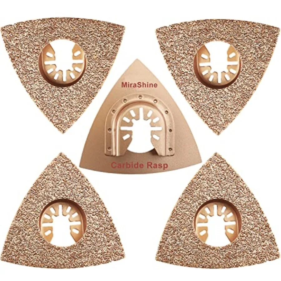 5pcs Oscillating Multitool Triangular Carbide Grit Rasp Blades, Tiangle Carbide Oscillating Sanding Pads For Sanding Grinding R