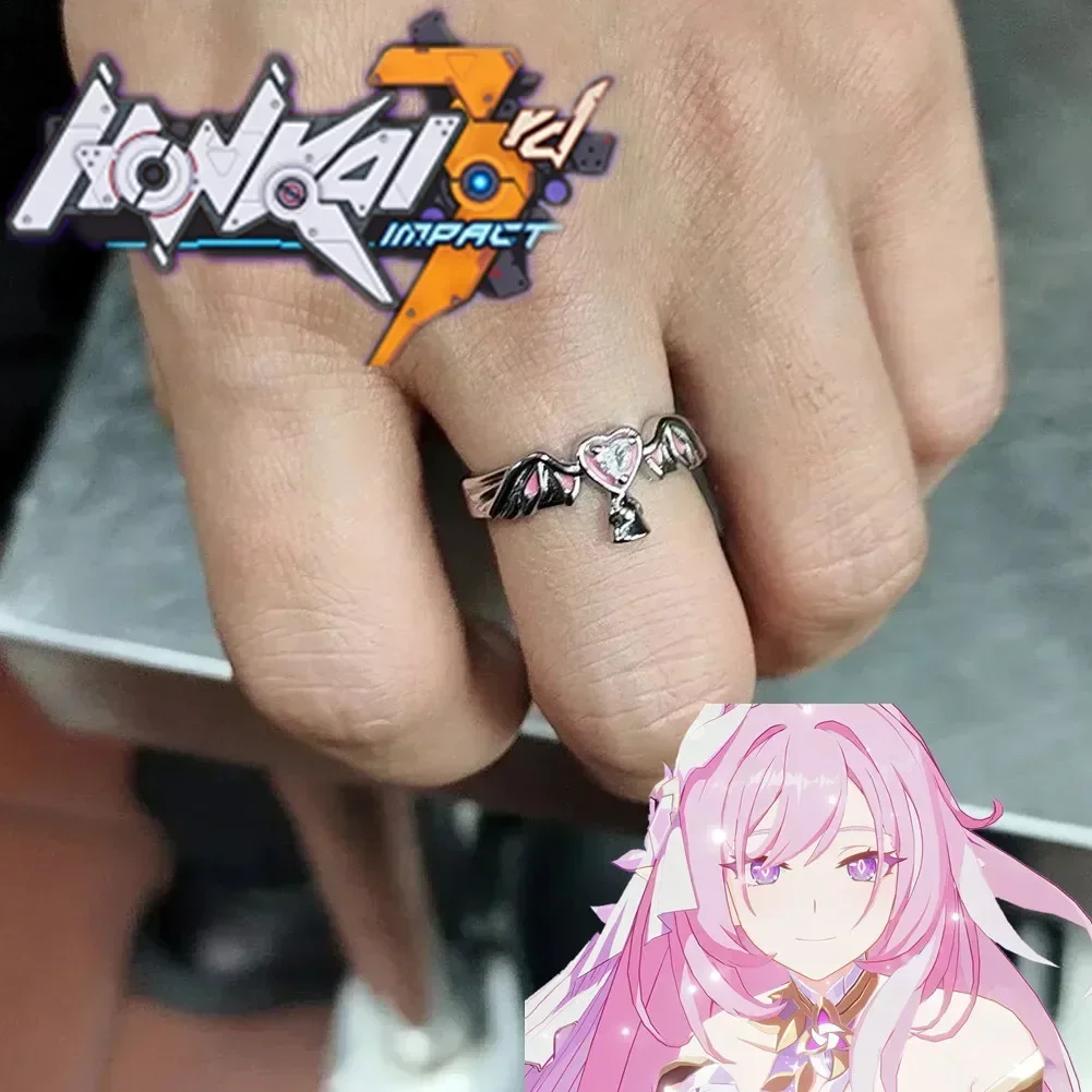 Game Honkai Impact 3 Elysia Rings Cosplay Herrscher of Human: Ego Ring Jewelry Prop Accessories Adjustable Metal Unisex Gifts