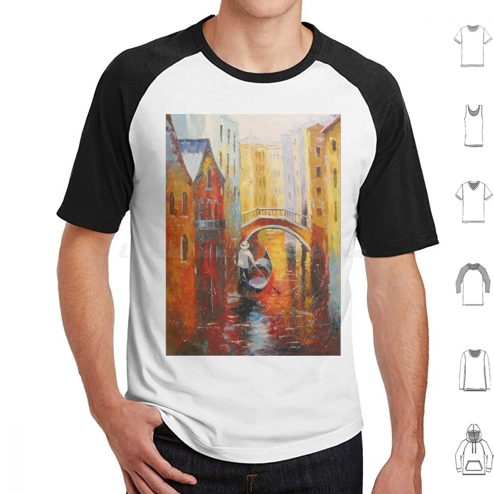 Venice T Shirt Big Size 100% Cotton Venice Oil Painting On Landscape Cityscape Nature Vivid Picture