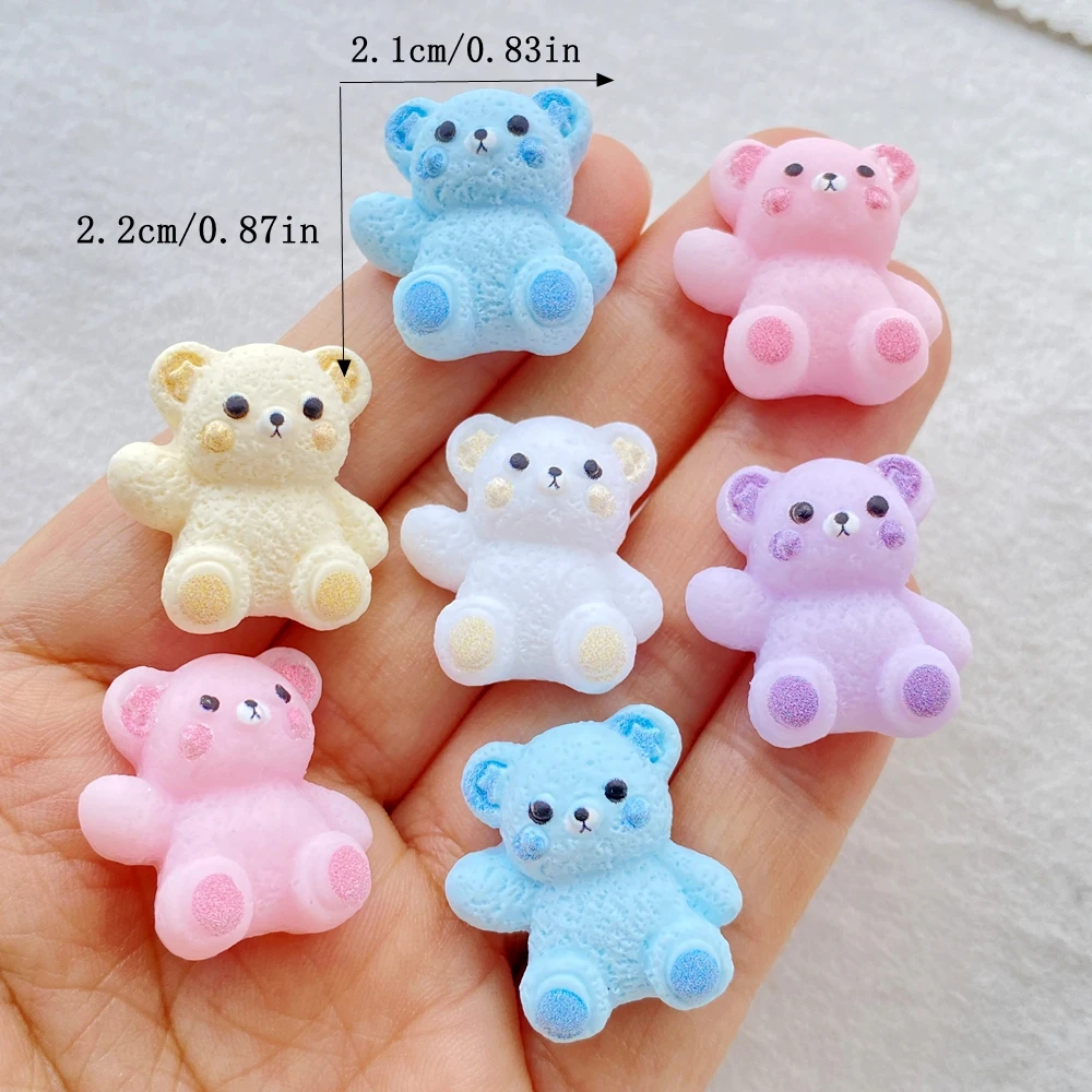 10pcs Cartoon Animal Colored Teddy Bear Flatback Applique DIY Wedding Scrapbook Charm Decor DIY Jewelry Making Crafts